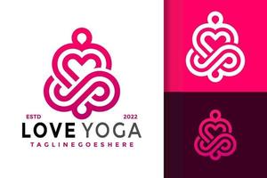 conception de logo love yoga infinity, vecteur de logos d'identité de marque, logo moderne, modèle d'illustration vectorielle de dessins de logo