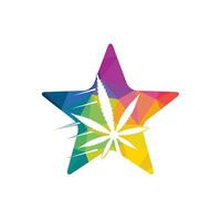 feuille de cannabis et création de logo vectoriel étoile. illustration vectorielle de modèle de conception de logo de feuille de marijuana.