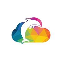 création de logo vectoriel nuage dauphin. signe simple d'icône de dauphin et de nuage.