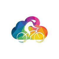 création de logo vectoriel de course cycliste en nuage. modèle de conception de logo de magasin de vélos.