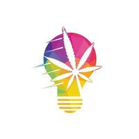 création de logo vectoriel d'ampoule d'énergie de cannabis. création de logo d'illustration pour le cannabis en ampoule.