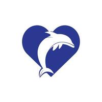 création de logo vectoriel d'amour de dauphin. modèle de conception d'icône icône dauphin et coeur.