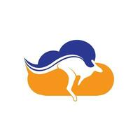 concept de conception de logo en forme de nuage de kangourou. concept de création de logo vectoriel kangourou créatif.