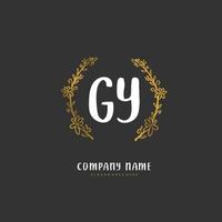 gy écriture initiale et création de logo de signature avec cercle. beau design logo manuscrit pour la mode, l'équipe, le mariage, le logo de luxe. vecteur