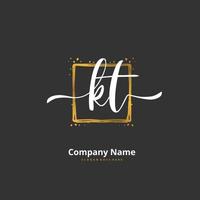 kt écriture manuscrite initiale et création de logo de signature avec cercle. beau design logo manuscrit pour la mode, l'équipe, le mariage, le logo de luxe. vecteur