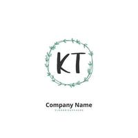 kt écriture manuscrite initiale et création de logo de signature avec cercle. beau design logo manuscrit pour la mode, l'équipe, le mariage, le logo de luxe. vecteur