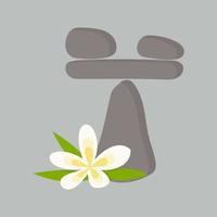 logo équilibre fleur et roche vecteur
