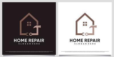 modèle de conception de logo de réparation à domicile avec icône de marteau et concept d'élément créatif vecteur