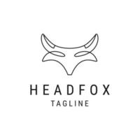 modèle de conception de logo de ligne de tête de renard vecteur plat