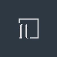 logo monogramme initial ft avec signe de style rectangle vecteur