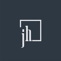 jh logo monogramme initial avec dsign de style rectangle vecteur