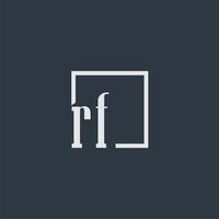 logo monogramme initial rf avec signe de style rectangle vecteur