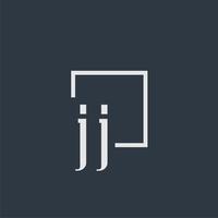 jj logo monogramme initial avec dsign de style rectangle vecteur