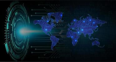 projecteur holographique de carte du monde moderne sur fond de technologie vecteur