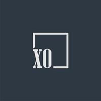 logo monogramme initial xo avec signe de style rectangle vecteur