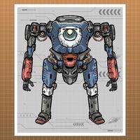 contrôleur de robot mecha construit par illustration d'arme de jambe de corps de bras de tête vecteur