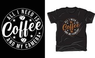 conception de t-shirt de café pour les amateurs de café vecteur