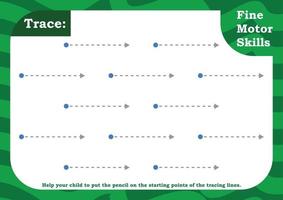 feuille de travail préscolaire pour pratiquer la motricité fine. tracer et colorier pour les enfants. habileté à tracer et à colorier. fiche de traçage. vecteur