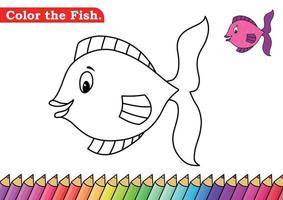 coloriage de poisson. livre de coloriage isolé. pages de couleur pour les enfants. poisson isolé. vecteur