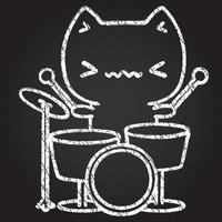 chat batteur dessin à la craie vecteur