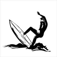 silhouette de surfeur. illustration de sport extrême océanique. vecteur