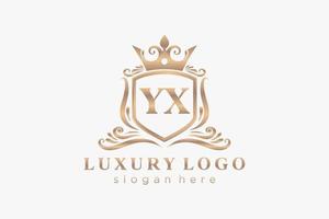 modèle initial de logo de luxe royal de lettre yx dans l'art vectoriel pour le restaurant, la royauté, la boutique, le café, l'hôtel, l'héraldique, les bijoux, la mode et d'autres illustrations vectorielles.