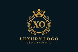 modèle initial de logo de luxe royal de lettre xo dans l'art vectoriel pour le restaurant, la royauté, la boutique, le café, l'hôtel, l'héraldique, les bijoux, la mode et d'autres illustrations vectorielles.