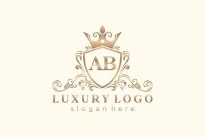 modèle de logo de luxe royal de lettre ab initial dans l'art vectoriel pour le restaurant, la royauté, la boutique, le café, l'hôtel, l'héraldique, les bijoux, la mode et d'autres illustrations vectorielles.