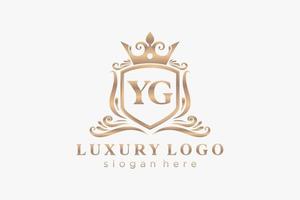 modèle initial de logo de luxe royal de lettre yg dans l'art vectoriel pour le restaurant, la royauté, la boutique, le café, l'hôtel, l'héraldique, les bijoux, la mode et d'autres illustrations vectorielles.