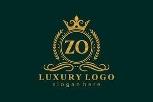 modèle initial de logo de luxe royal de lettre zo dans l'art vectoriel pour le restaurant, la royauté, la boutique, le café, l'hôtel, l'héraldique, les bijoux, la mode et d'autres illustrations vectorielles.