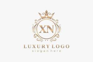 modèle initial de logo de luxe royal de lettre xn dans l'art vectoriel pour le restaurant, la royauté, la boutique, le café, l'hôtel, l'héraldique, les bijoux, la mode et d'autres illustrations vectorielles.