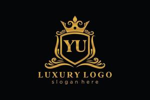 modèle initial de logo de luxe royal de lettre yu dans l'art vectoriel pour le restaurant, la royauté, la boutique, le café, l'hôtel, l'héraldique, les bijoux, la mode et d'autres illustrations vectorielles.