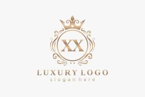 modèle de logo de luxe royal lettre initiale xx en art vectoriel pour restaurant, royauté, boutique, café, hôtel, héraldique, bijoux, mode et autres illustrations vectorielles.