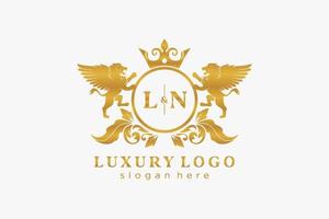 modèle de logo de luxe royal lion lettre initiale ln dans l'art vectoriel pour le restaurant, la royauté, la boutique, le café, l'hôtel, l'héraldique, les bijoux, la mode et d'autres illustrations vectorielles.