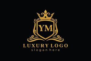 modèle de logo de luxe royal lettre initiale ym dans l'art vectoriel pour le restaurant, la royauté, la boutique, le café, l'hôtel, l'héraldique, les bijoux, la mode et d'autres illustrations vectorielles.