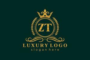 modèle initial de logo de luxe royal de lettre zt dans l'art vectoriel pour le restaurant, la royauté, la boutique, le café, l'hôtel, l'héraldique, les bijoux, la mode et d'autres illustrations vectorielles.