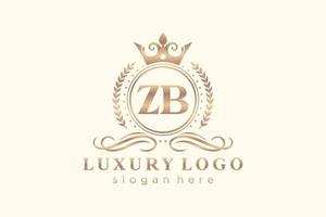 modèle initial de logo de luxe royal de lettre zb dans l'art vectoriel pour le restaurant, la royauté, la boutique, le café, l'hôtel, l'héraldique, les bijoux, la mode et d'autres illustrations vectorielles.