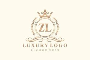 modèle initial de logo de luxe royal de lettre zl dans l'art vectoriel pour le restaurant, la royauté, la boutique, le café, l'hôtel, l'héraldique, les bijoux, la mode et d'autres illustrations vectorielles.