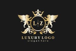 modèle initial de logo de luxe lz lettre lion royal dans l'art vectoriel pour le restaurant, la royauté, la boutique, le café, l'hôtel, l'héraldique, les bijoux, la mode et d'autres illustrations vectorielles.