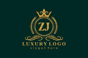 modèle initial de logo de luxe royal de lettre zj dans l'art vectoriel pour le restaurant, la royauté, la boutique, le café, l'hôtel, l'héraldique, les bijoux, la mode et d'autres illustrations vectorielles.