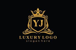 modèle initial de logo de luxe royal de lettre yj dans l'art vectoriel pour le restaurant, la royauté, la boutique, le café, l'hôtel, l'héraldique, les bijoux, la mode et d'autres illustrations vectorielles.