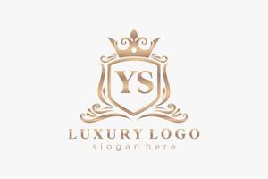 modèle initial de logo de luxe royal de lettre ys dans l'art vectoriel pour le restaurant, la royauté, la boutique, le café, l'hôtel, l'héraldique, les bijoux, la mode et d'autres illustrations vectorielles.