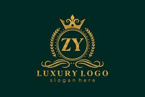 modèle de logo de luxe royal lettre initiale zy en art vectoriel pour restaurant, royauté, boutique, café, hôtel, héraldique, bijoux, mode et autres illustrations vectorielles.