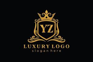 modèle initial de logo de luxe royal de lettre yz dans l'art vectoriel pour le restaurant, la royauté, la boutique, le café, l'hôtel, l'héraldique, les bijoux, la mode et d'autres illustrations vectorielles.