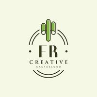 fr lettre initiale cactus vert logo vecteur
