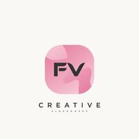 fv lettre initiale logo icône éléments de modèle de conception avec vague colorée vecteur