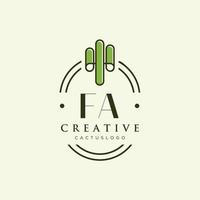 fa lettre initiale vert cactus logo vecteur