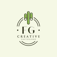 fg lettre initiale cactus vert logo vecteur