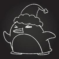 dessin à la craie de pingouin de noël vecteur