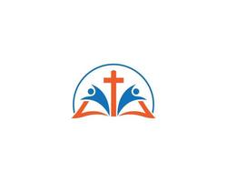 logo de l'église chrétienne livre symbole de conception pédagogique avec modèle de vecteur de classe d'apprentissage et d'enseignement de la bible.